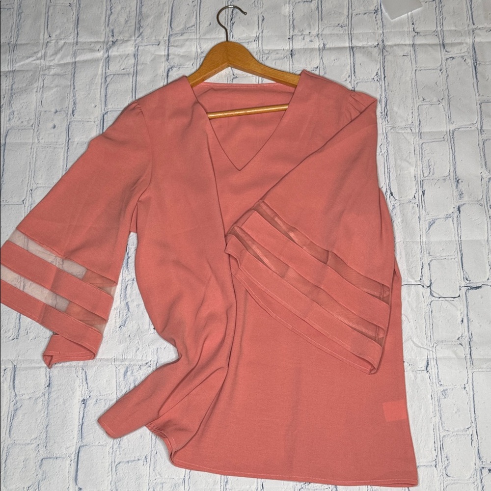 Elegant Pink V-Neck Blouse